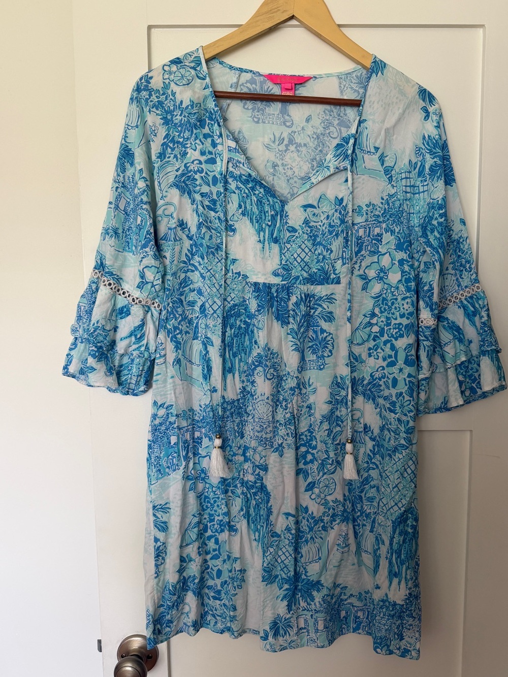 Lilly Pulitzer Azita Tunic Dress in Toile Me About It Blue size S